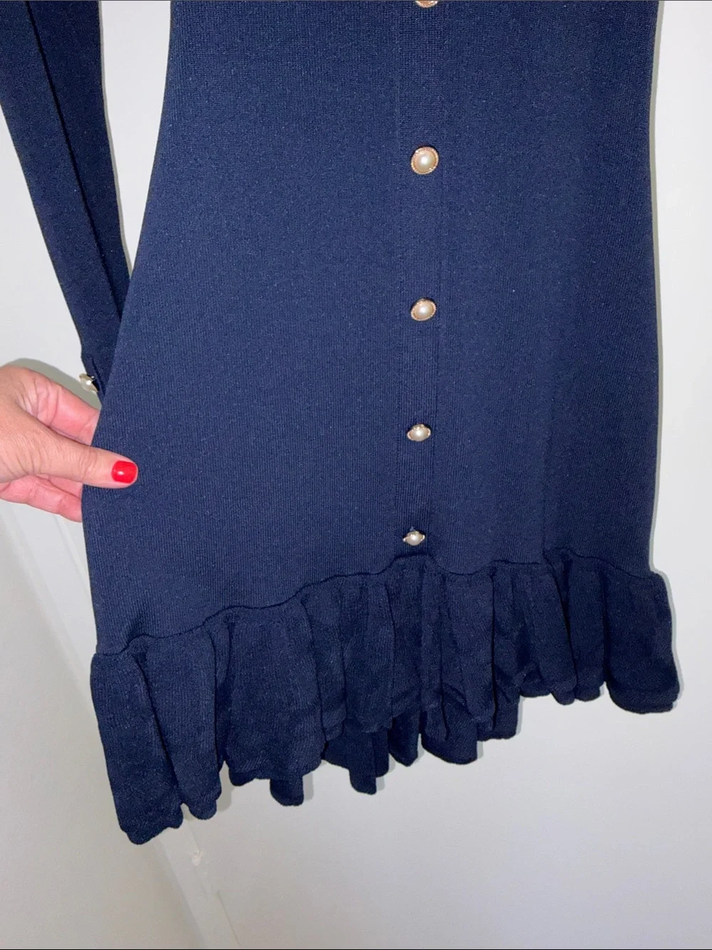 MESHKI PEREESA Navy Long-Sleeve Button Dress M NWOT - Picture 4 of 9